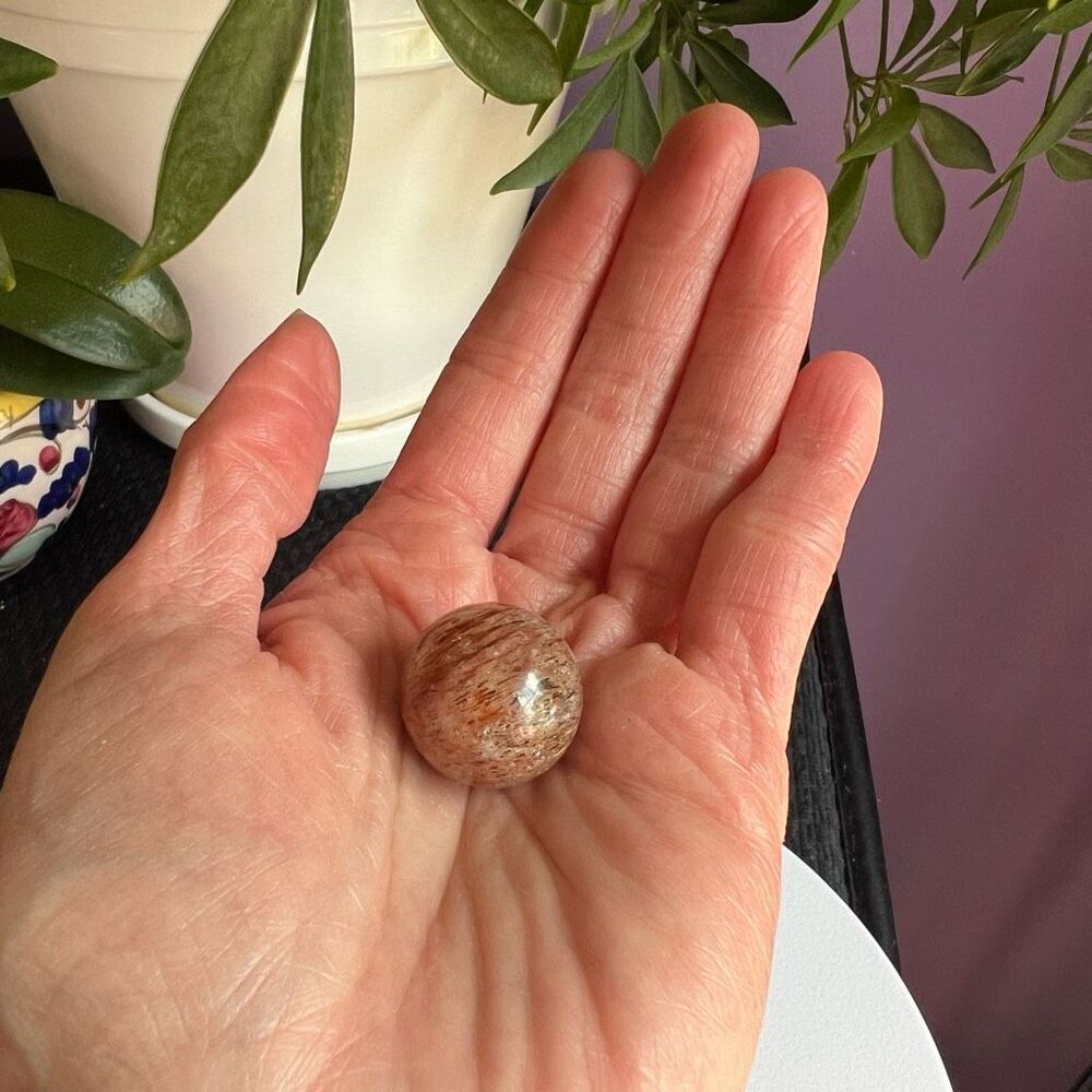 Golden Rutilated Quartz Marble Sphere - Picture 2 of 13